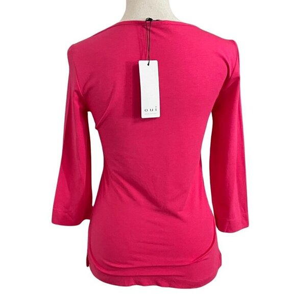 NWT OUI WARM PINK ROUND NECK STRETCHY JERSEY LONG TEE TOP STYLE 79506 - 4 - Picture 3 of 12